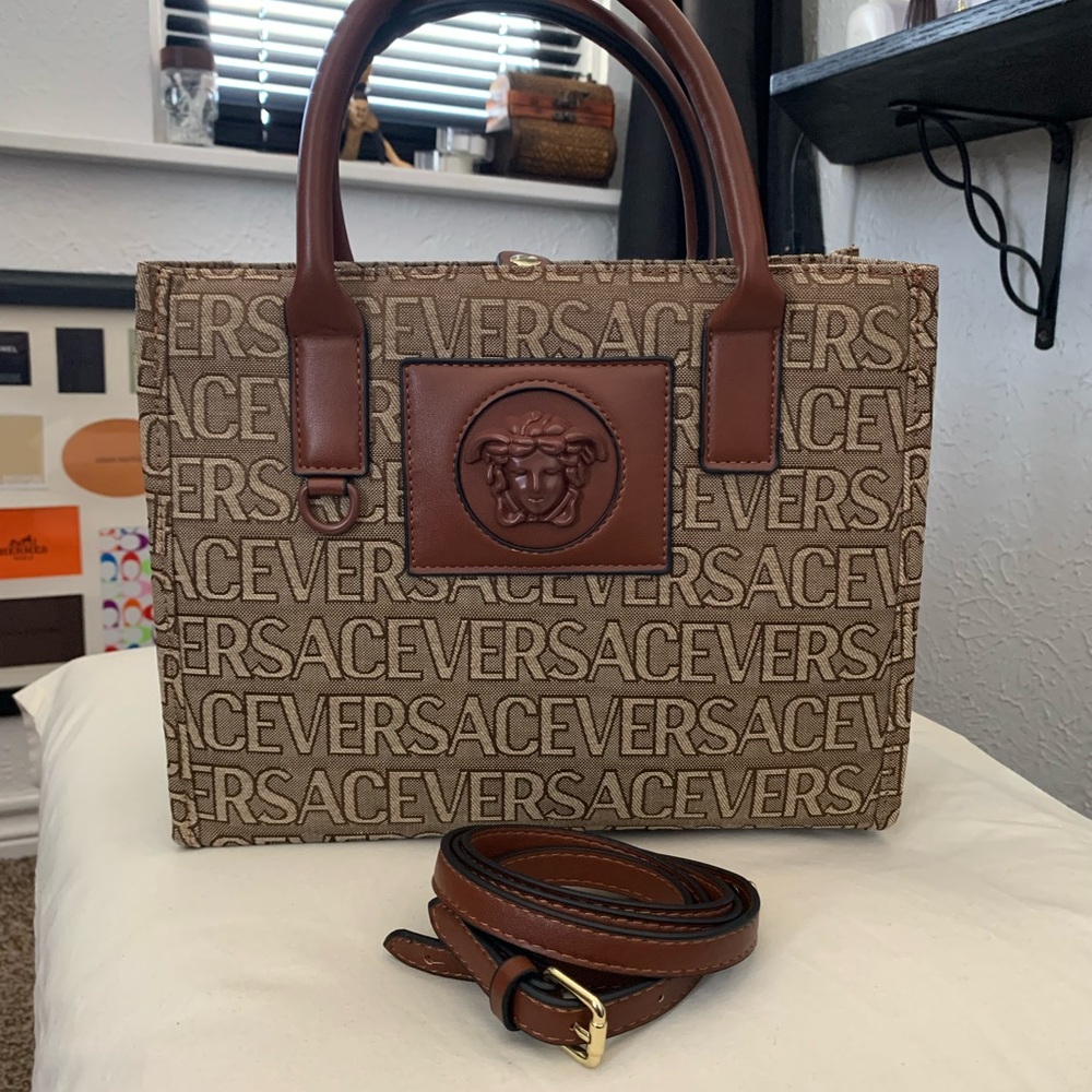 NEW! Tan and Brown Logo Handbag PRICE IS FIRM